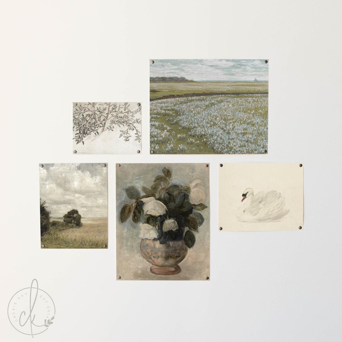 Floral, Landscape &amp; Swan Paintings | Framed or Unframed Vintage Collection | G10