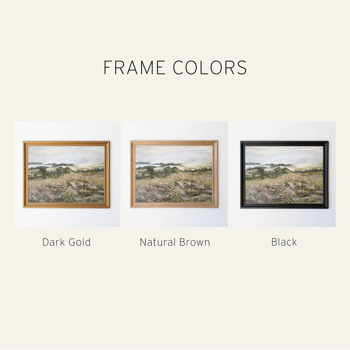 Framed Meadow Landscape Wall Art | Serene Country Scenery Painting | N225