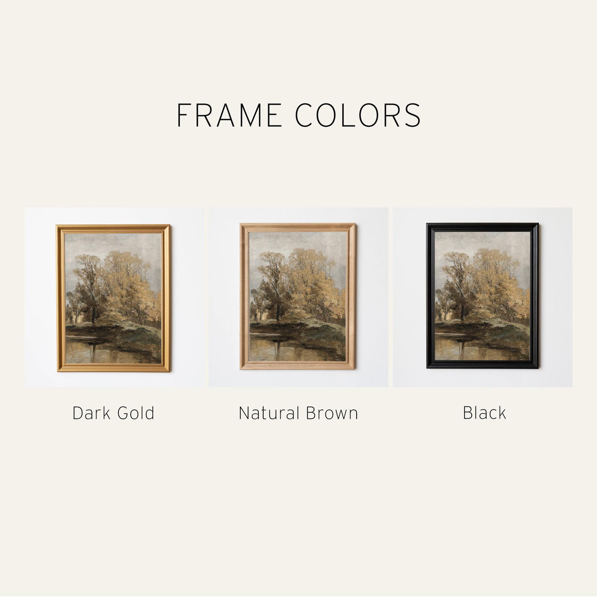 Beautiful Fall Landscape Wall Art Print | Rustic Autumn Tree Decor, Framed Nature Print, Vintage Woodland Scene | Cozy Home Decor | N226