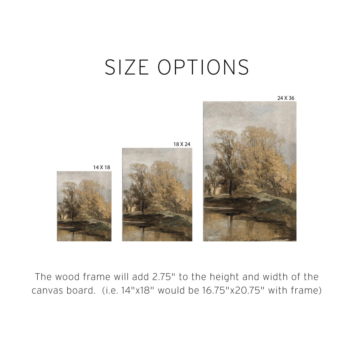 Beautiful Fall Landscape Wall Art Print | Rustic Autumn Tree Decor, Framed Nature Print, Vintage Woodland Scene | Cozy Home Decor | N226