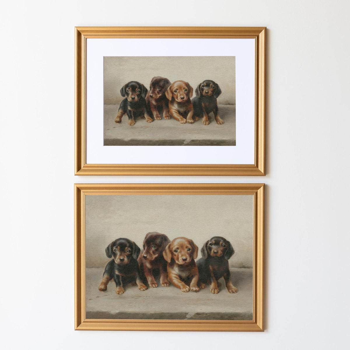 Vintage Puppy Nursery Wall Art | Wood Framed Dog Print | Cute Animal Nursery Decor for Baby Room, Kids Bedroom, or Playroom | N238