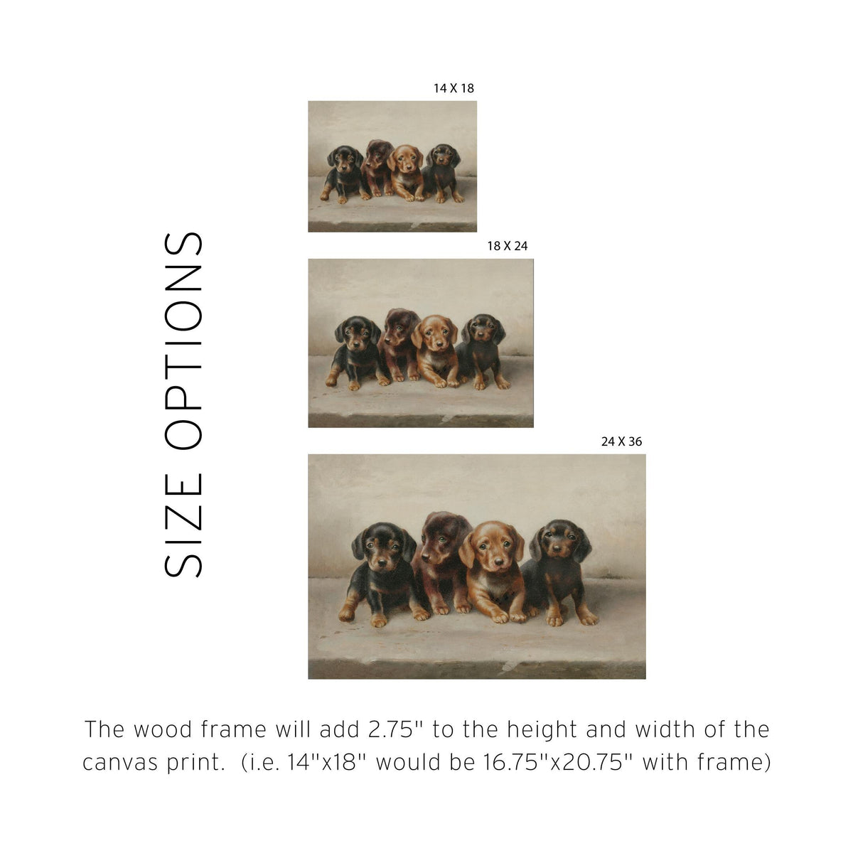 Vintage Puppy Nursery Wall Art | Wood Framed Dog Print | Cute Animal Nursery Decor for Baby Room, Kids Bedroom, or Playroom | N238