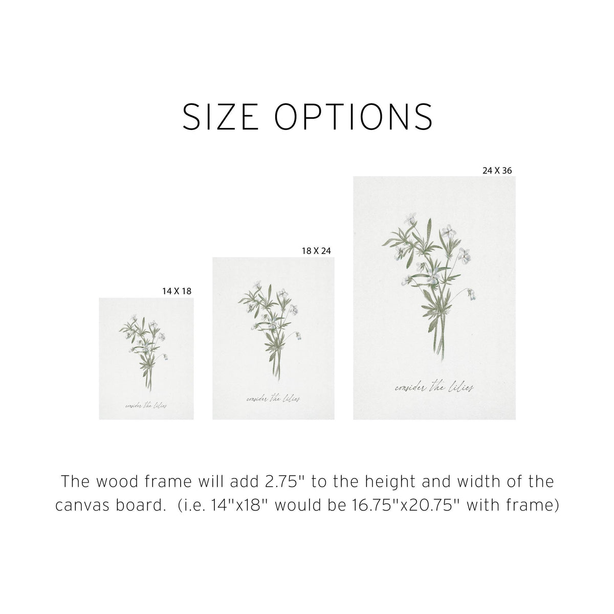 Consider the Lilies Wall Art | Framed Minimalist Floral Print for Elegant Home and Christian Decor | Living Room, Entryway Decor | N239