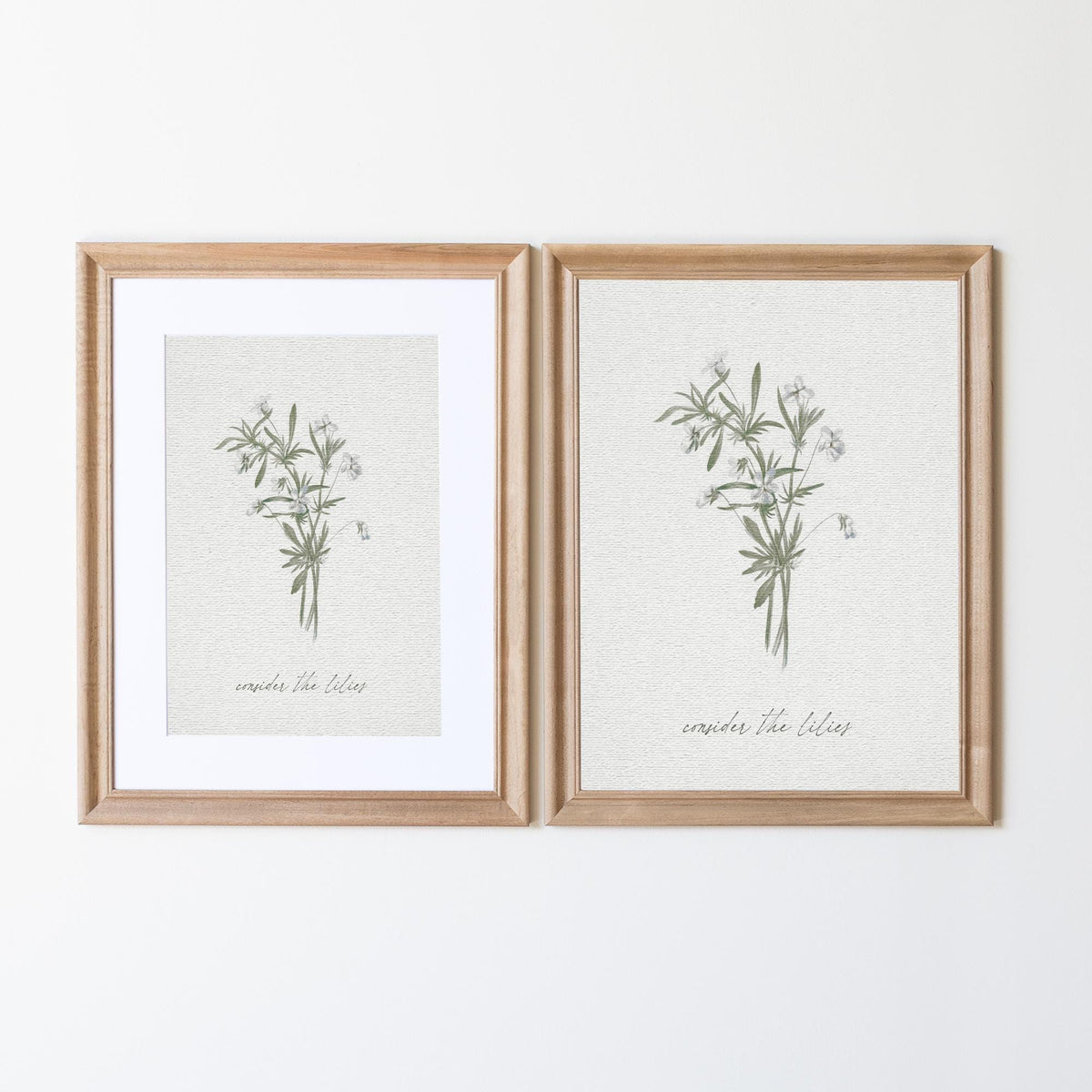 Consider the Lilies Wall Art | Framed Minimalist Floral Print for Elegant Home and Christian Decor | Living Room, Entryway Decor | N239