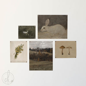 Nature Nursery Gallery Wall Art | Vintage Botanical and Wildlife Prints | Cottagecore Woodland Nursery Decor | Baby Shower Gift | G27