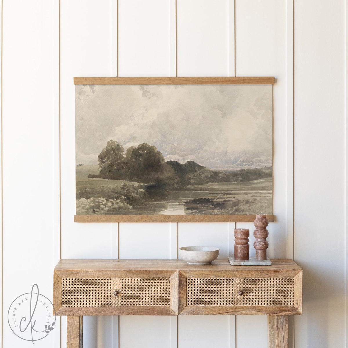 Vintage Oversized Landscape Tapestry Wall Art | Psalm 119 Christian Art | T38