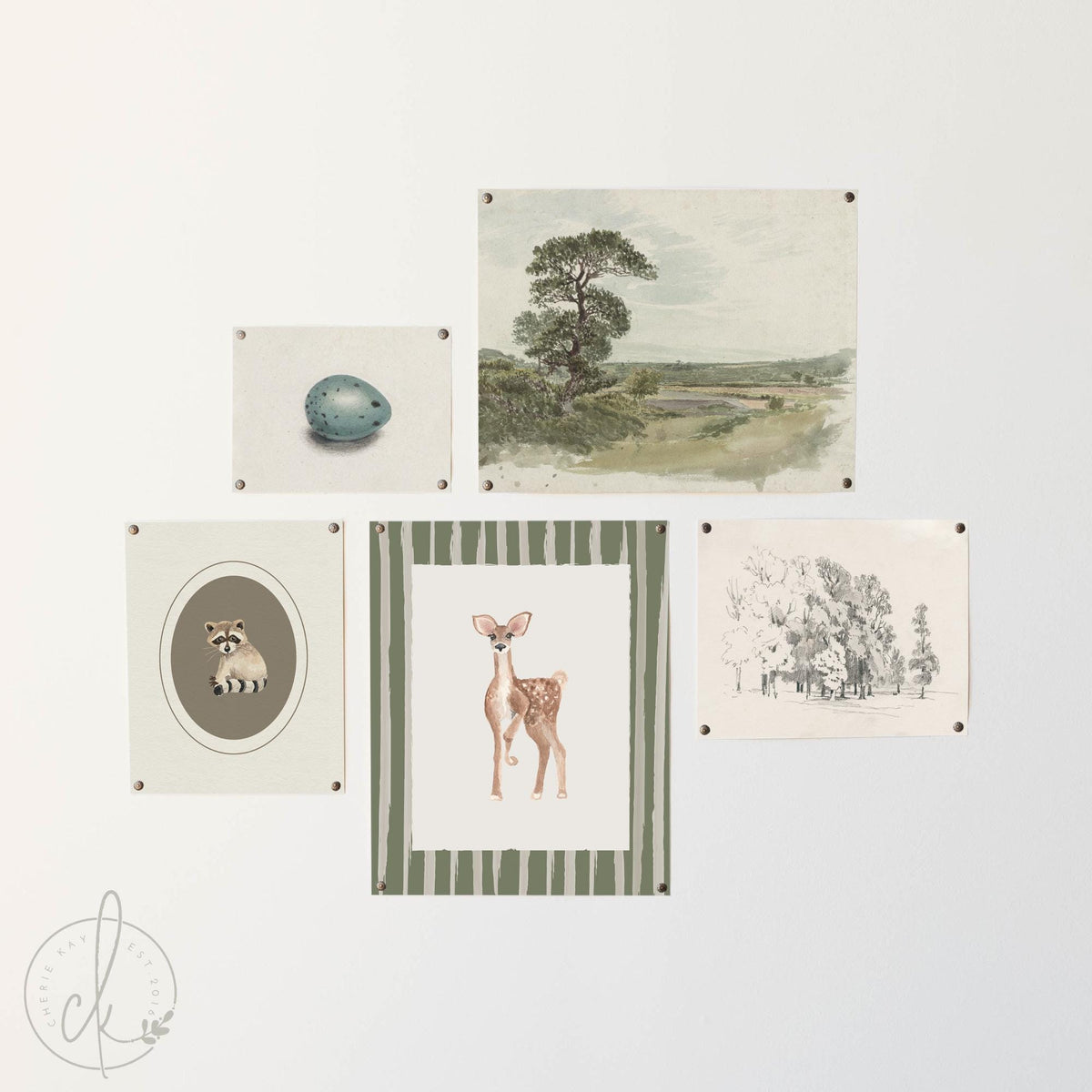 Rustic Woodland Nursery Wall Art Gallery Set | Baby Animal Prints &amp; Nature-Themed Artwork for Baby Boy or Girl Room Decor | G31