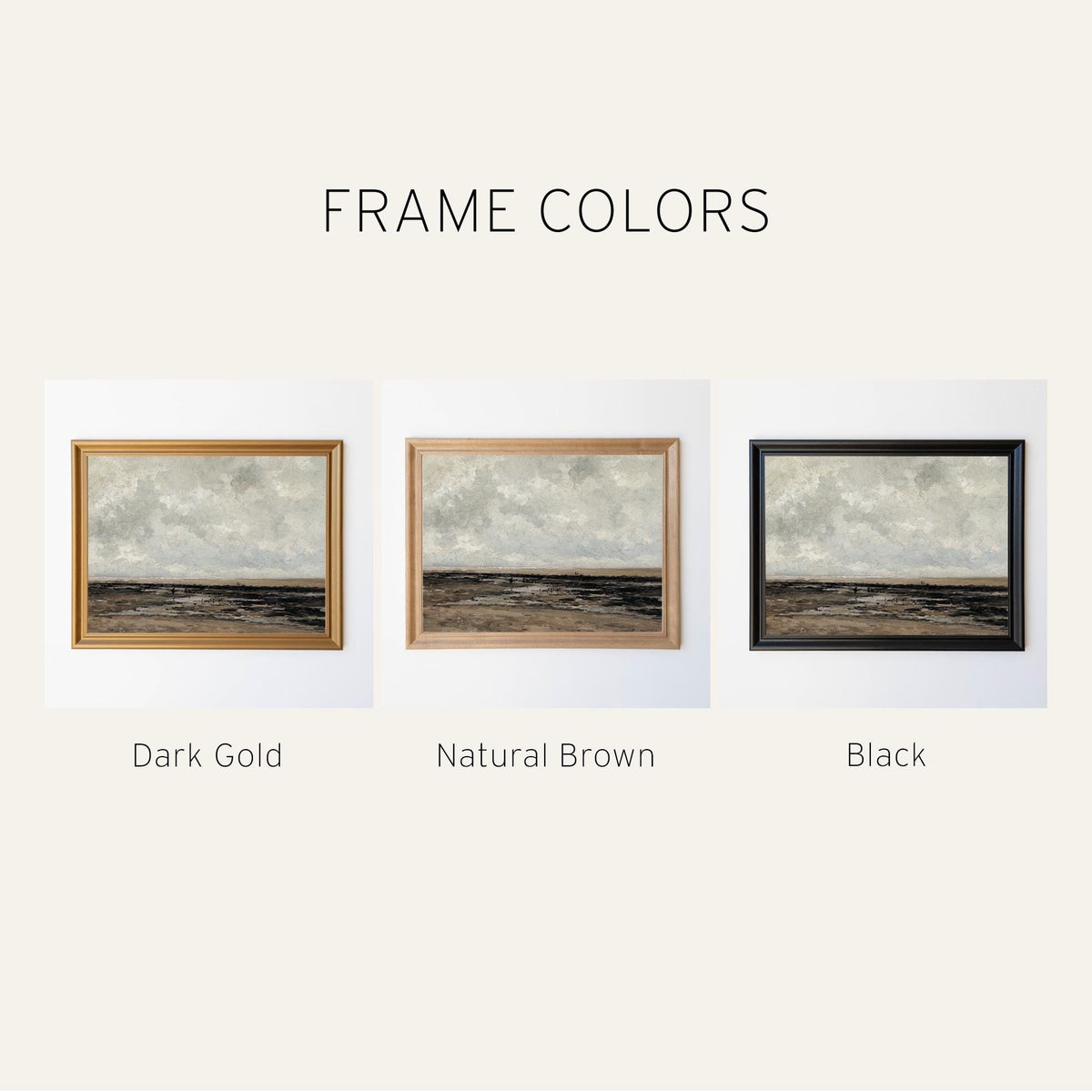 Neutral Coastal Landscape Wall Art | Small or Large Framed Seascape for Living Room &amp; Bedroom | Modern Farmhouse Wall Art | N243