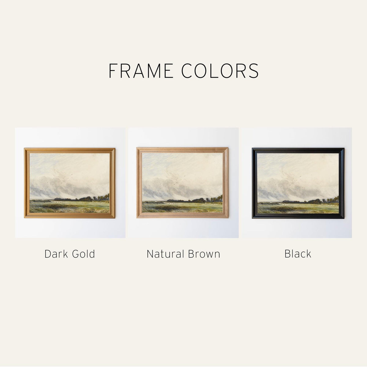 Spring Landscape Art Print | Small Framed Wall Art | Vintage-Style Countryside Painting | Minimalist Shelf Decor | Vintage Wall Art | N202