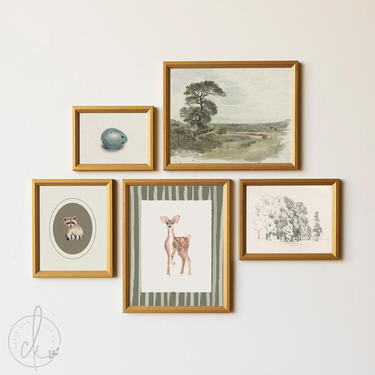 Rustic Woodland Nursery Wall Art Gallery Set | Baby Animal Prints &amp; Nature-Themed Artwork for Baby Boy or Girl Room Decor | G31