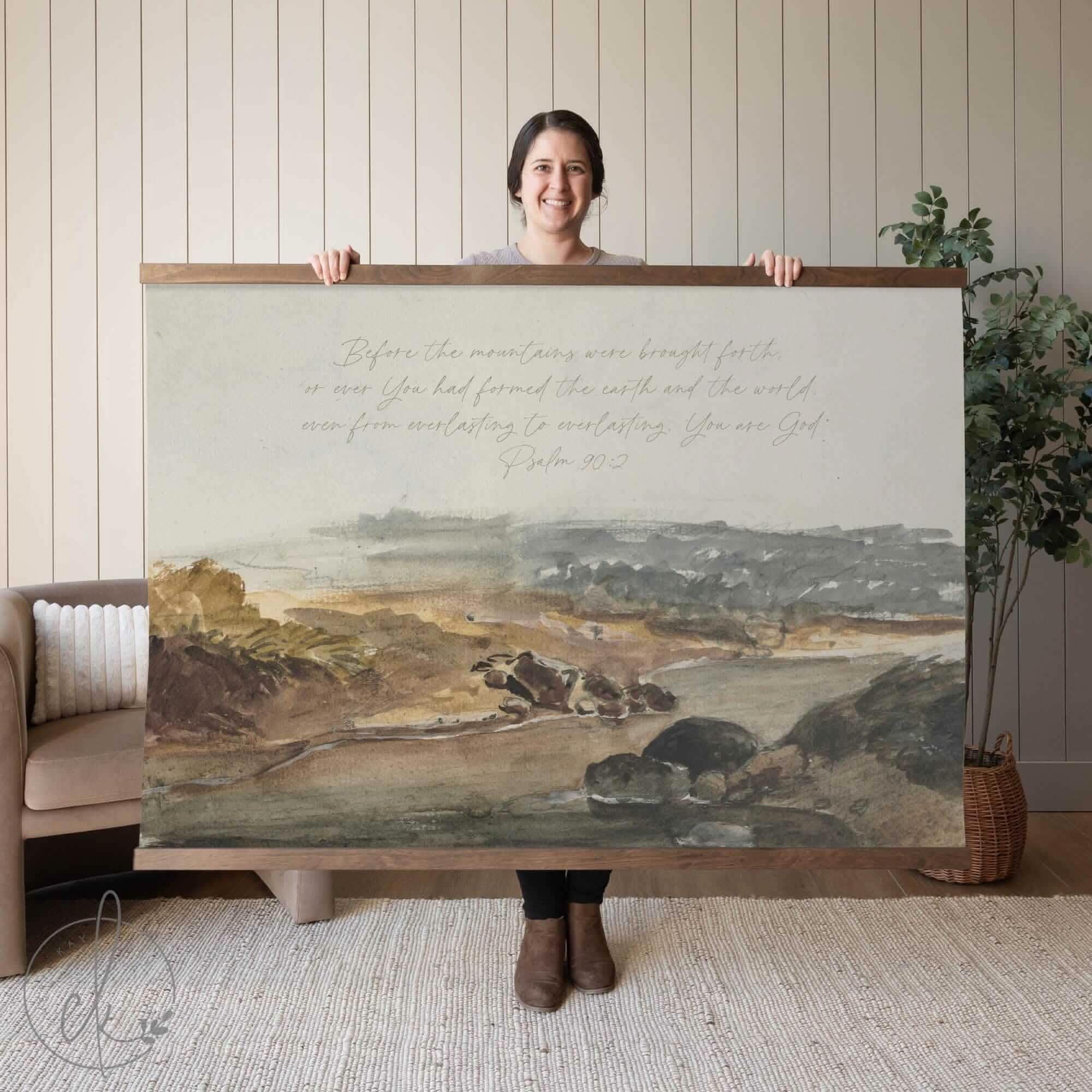 Psalm 90:2 Scripture Wall Hanging | Oversized Watercolor Print