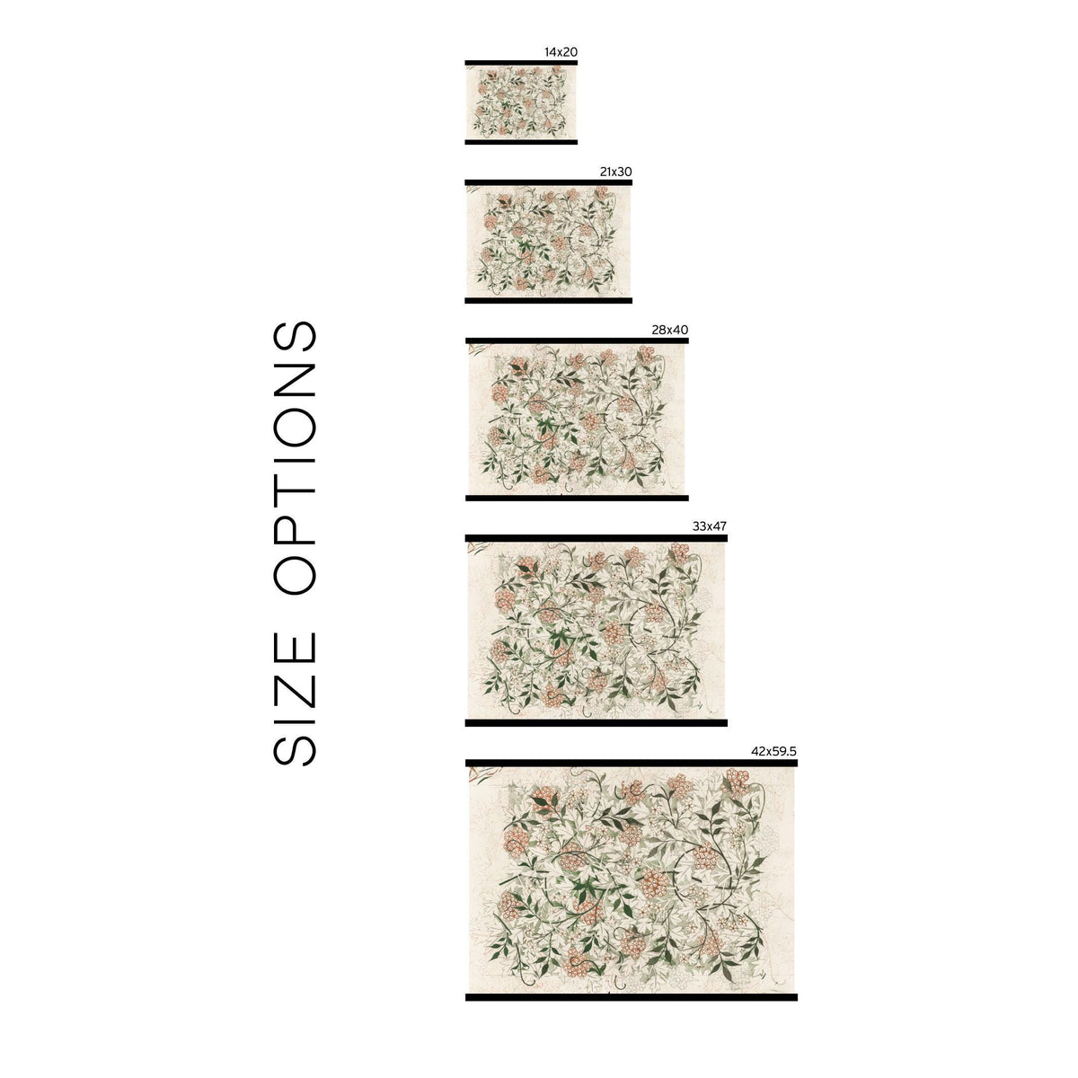 Large Vintage Botanical Textile Wall Art | Floral Canvas Tapestry | Oversized Floral Wall Art for Living Room | Neutral Wall Decor | T46