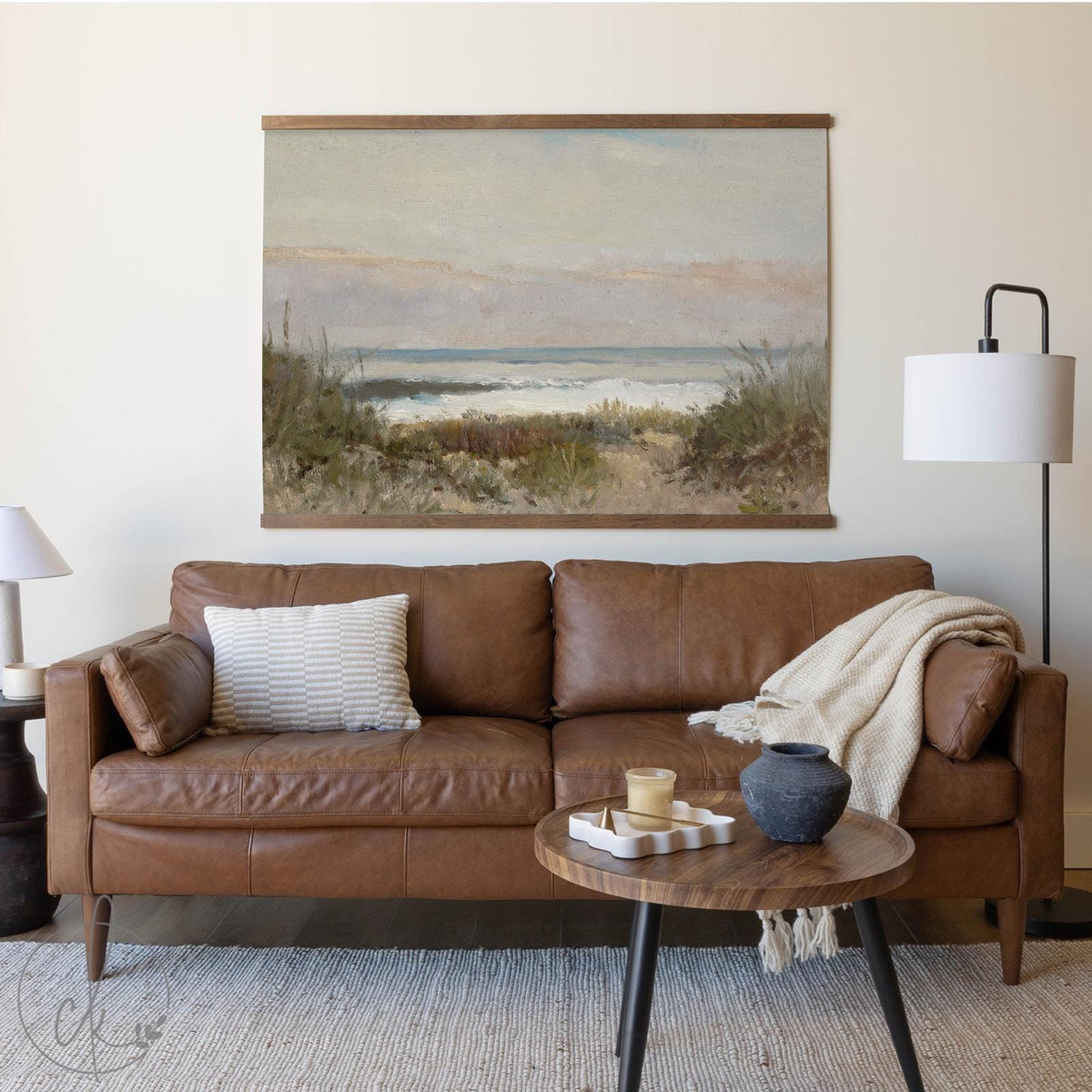 Large Beach Painting Canvas Tapestry | Oversized Wall Art | Vintage Ocean Wall Decor | Coastal Decor | Beach House Art | T33