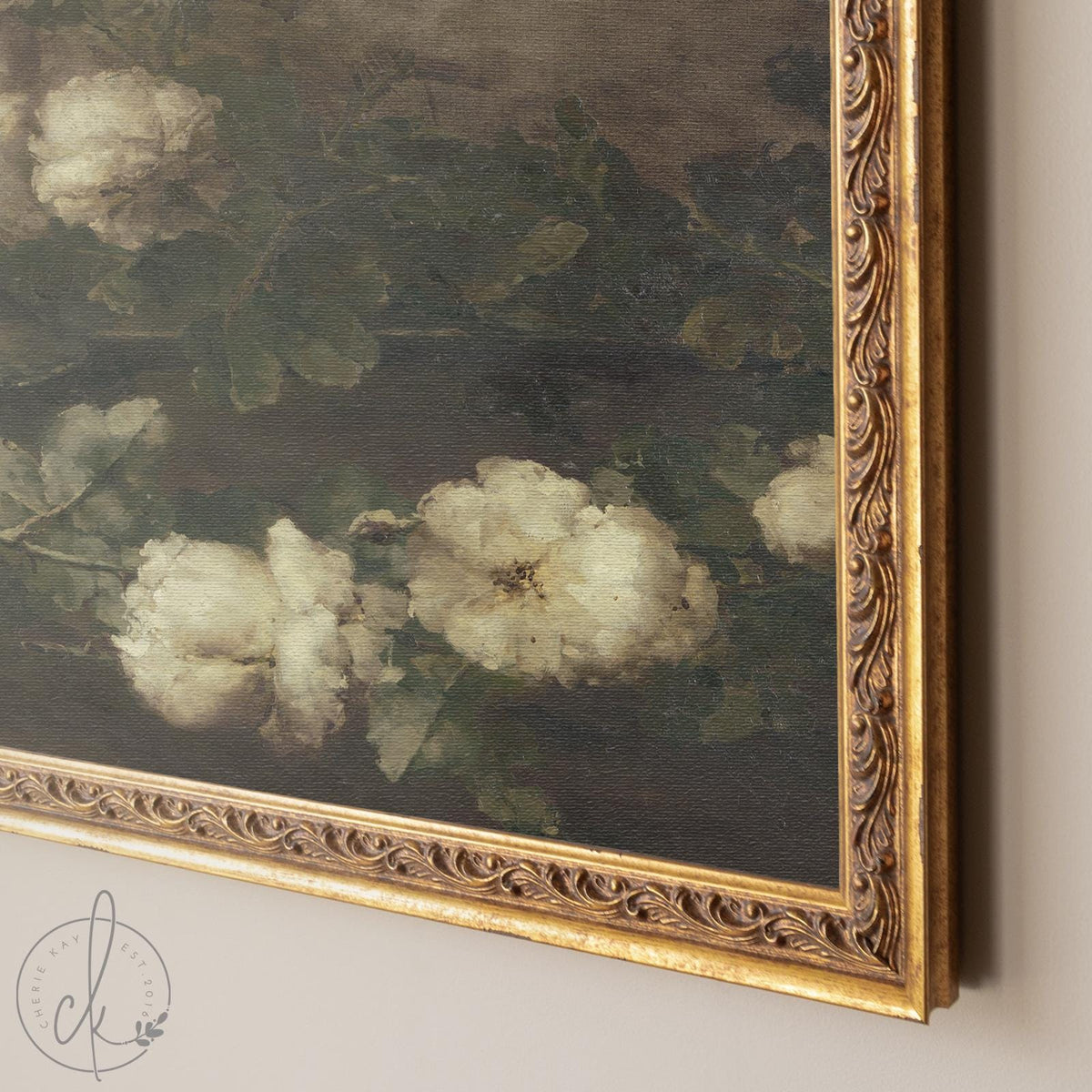 Vintage Floral Art Print with Frame | Antique Botanical Wall Art | Decor for Living Room or Bedroom | Large Framed Flower Painting | N2
