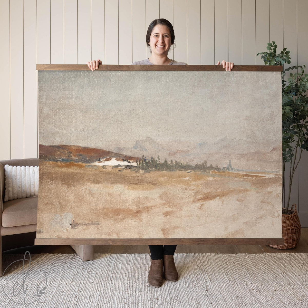 Watercolor Nature Landscape Painting | Extra Large Canvas Wall Art | Mountain Scene Wall Hanging | Oversized Living Room Wall Decor | T29
