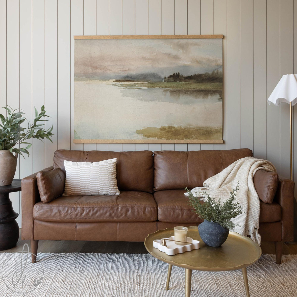 Watercolor Landscape Painting | Large Wall Art | Abstract Lake Wall Hanging | Oversized Living Room Art | Modern Home Decor | T49