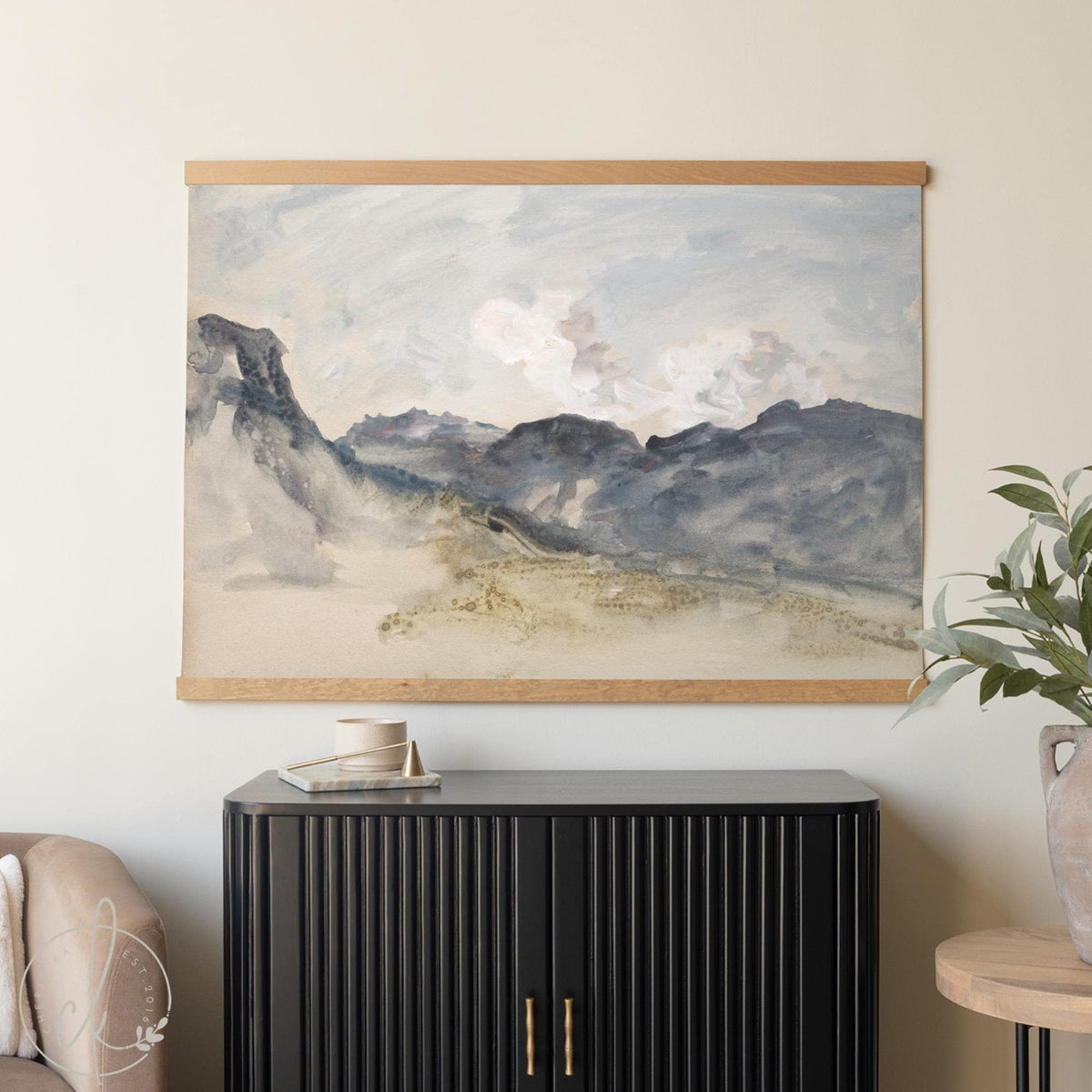 Modern Christian Art | Watercolor Mountain Painting | Large Landscape Painting | Extra Large Wall Decor | Canvas Tapestry Wall Hanging | T61