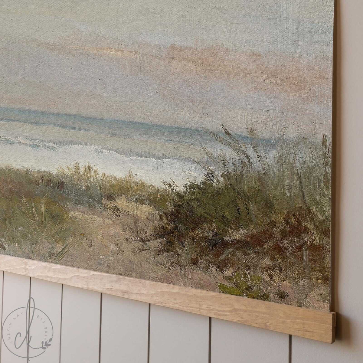 Large Beach Painting Canvas Tapestry | Oversized Wall Art | Vintage Ocean Wall Decor | Coastal Decor | Beach House Art | T33