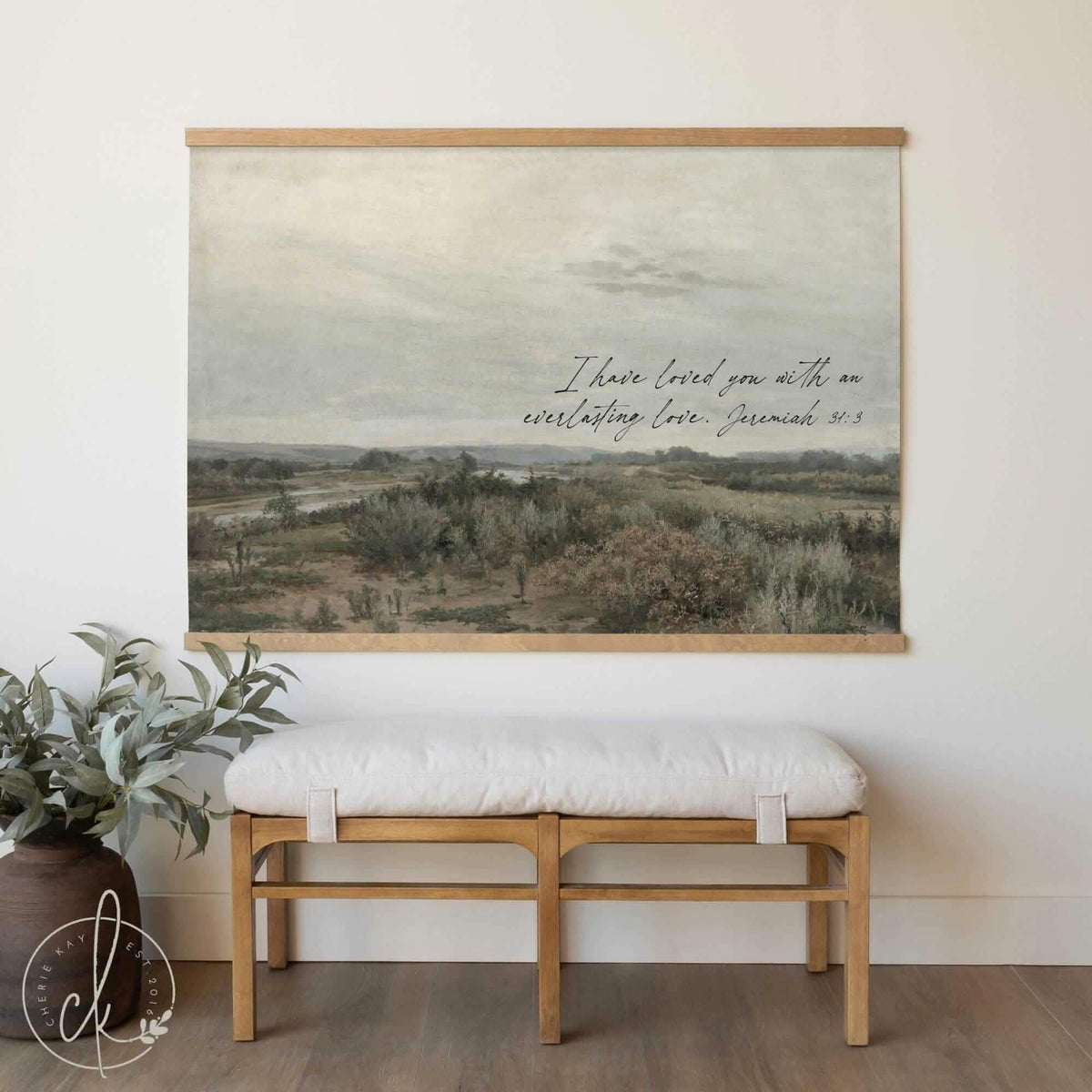 Large Canvas Tapestry Wall Art | Landscape Painting with Bible Verse | T40