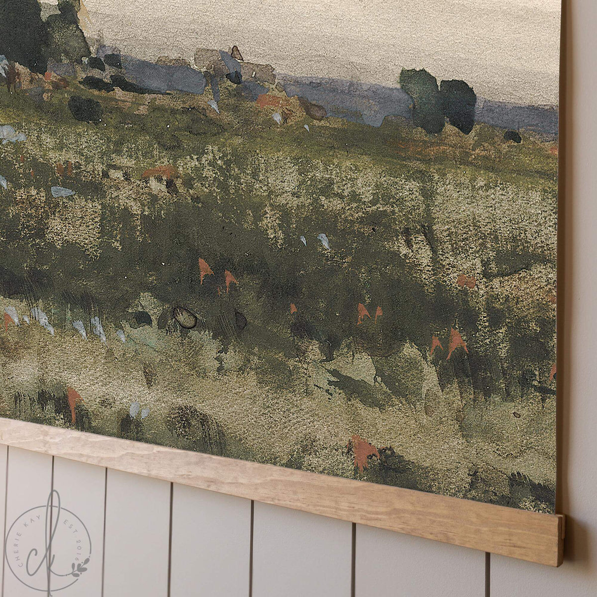 Watercolor Nature Painting Tapestry | Oversized Wildflower Field Wall Art | Psalm 23 Decor | Living Room, Entryway, or Bedroom Decor | T25