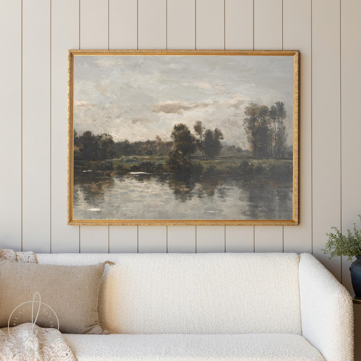 Framed Vintage Oil Painting | Landscape Wall Art With Antique Gold Frame | Living Room Artwork | Large Framed Canvas Art | N115