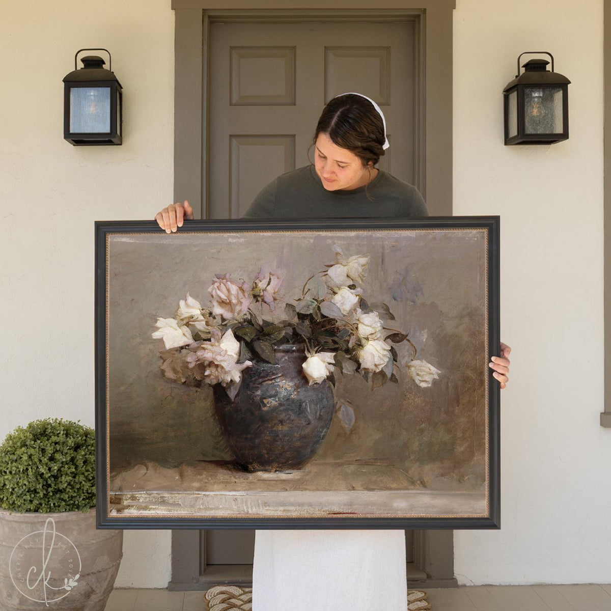 Framed Vintage Botanical Art Print | Antique Floral Print | Still Life Wall Decor | Rose Bouquet Painting | Large Living Room Art | N104