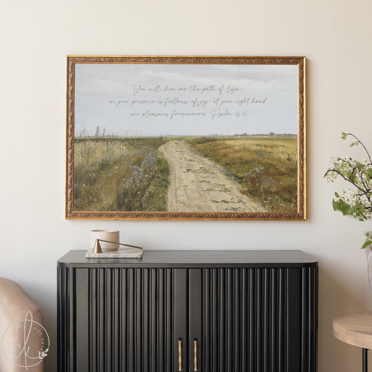 Framed Bible Verse Art | Psalm 16:11 Wall Hanging | Large Christian Wall Decor | Scripture Wall Art for Living Room | N51