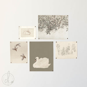 Nursery Wall Art Gallery | Vintage Animal and Botanical Prints | Ornate Gold & Black Framed or Unframed Set | G18