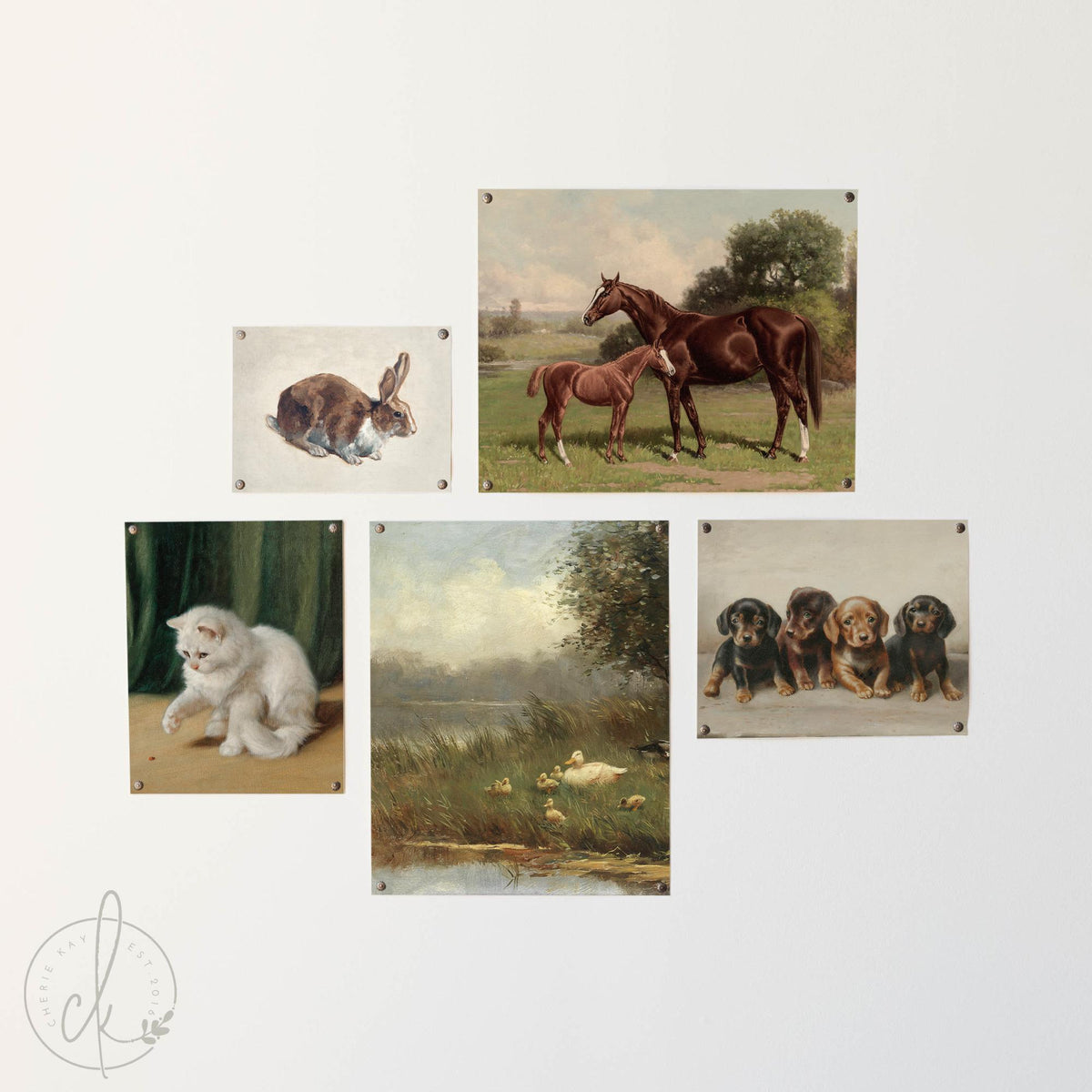 Nursery Gallery Wall | Vintage Animal Prints | Framed Art | G3