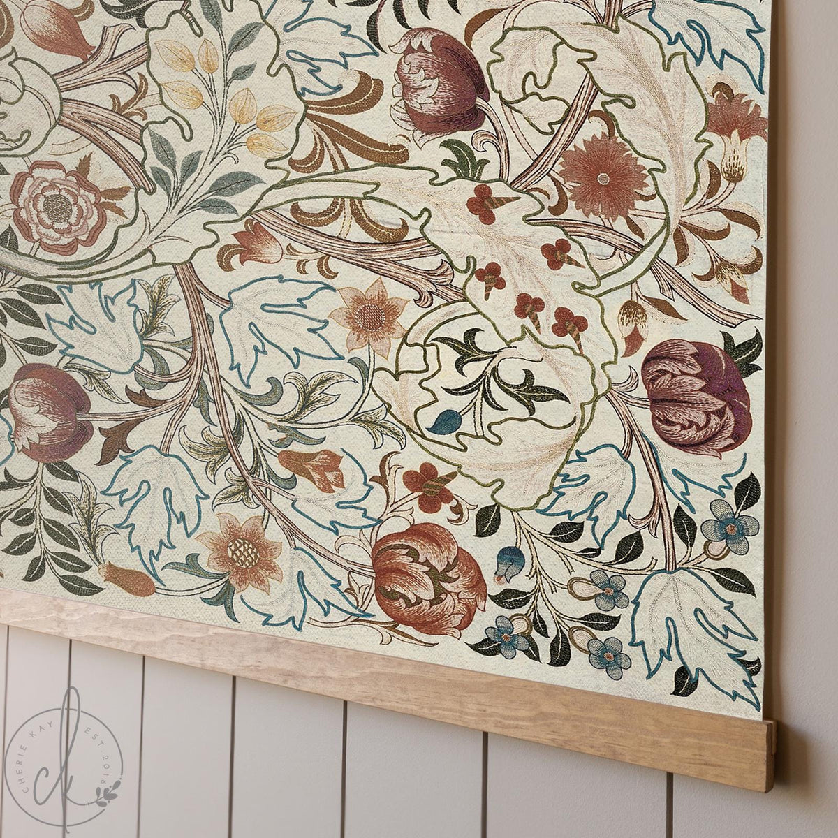 Botanical Textile Art Canvas Tapestry | Extra Large Vintage Floral Wall Hanging | Oversized William Morris Canvas Art for Living Room | T2