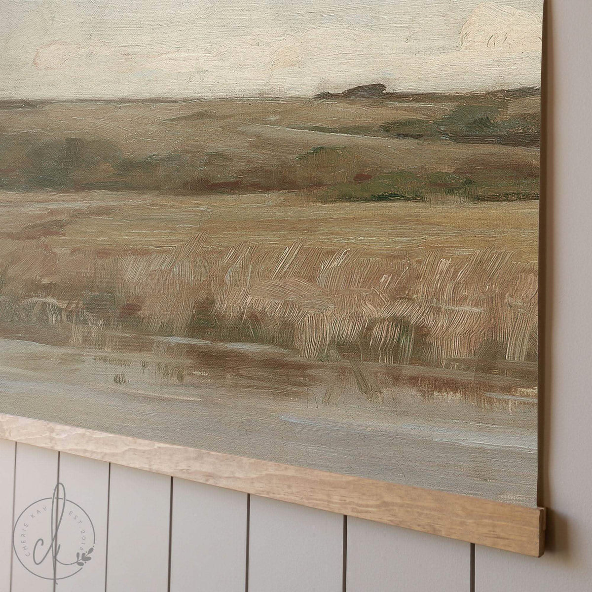 Large Landscape Canvas Tapestry | Vintage Meadow and River Print | T9