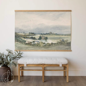 Large Landscape Canvas Tapestry | Vintage Countryside Wall Art | T31