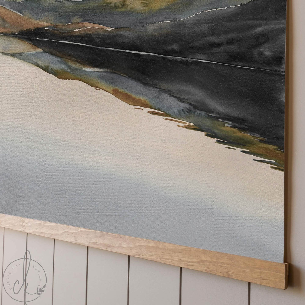 Large Canvas Art | Modern Lake Landscape Wall Art | Watercolor Mountain Reflection Tapestry | Extra-Large Home Decor for Living Room | T32