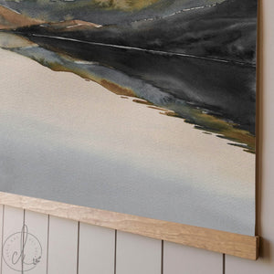 Large Canvas Art | Modern Lake Landscape Wall Art | Watercolor Mountain Reflection Tapestry | Extra-Large Home Decor for Living Room | T32