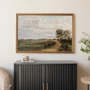 Pastoral Landscape Art | Framed Scripture Wall Decor | Vintage Christian Bible Verse Print | N50