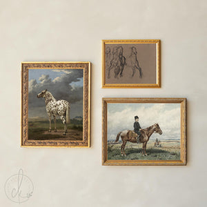 Equestrian Wall Art Collection | Framed Horse Gallery Wall | Vintage Horse Art Prints | Classic Nursery Wall Decor | G30