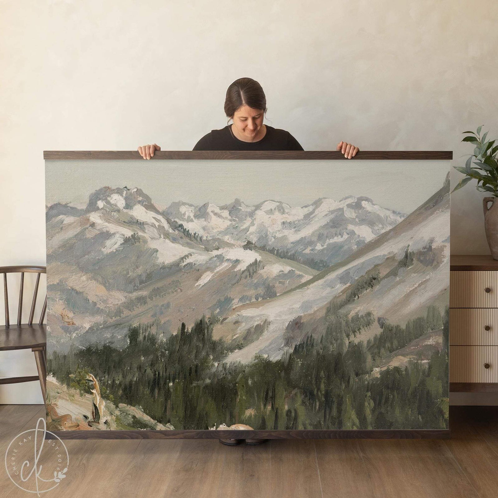 Mountain Artwork Canvas Wall Hanging | Vintage Mountain Landscape Art | Rustic Home Decor | Nature Canvas Tapestry | T71