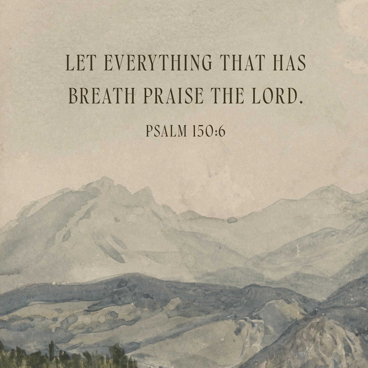 Modern Christian Art | Large Mountain Landscape Canvas Wall Banner | Psalm 150:6 Bible Verse Tapestry | Religious Home Decor | T73