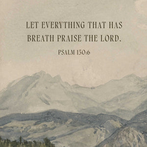 Modern Christian Art | Large Mountain Landscape Canvas Wall Banner | Psalm 150:6 Bible Verse Tapestry | Religious Home Decor | T73