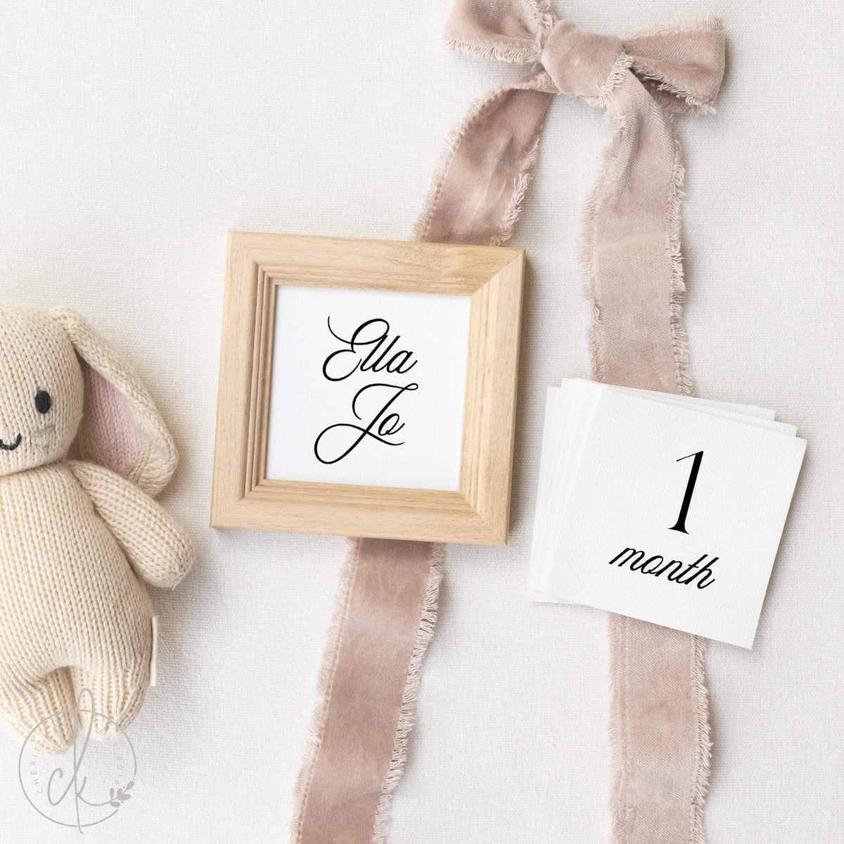 Baby Announcement Sign For Hospital | Newborn Photo Prop With Month Milestone | Girl Nursery Name Sign | B2