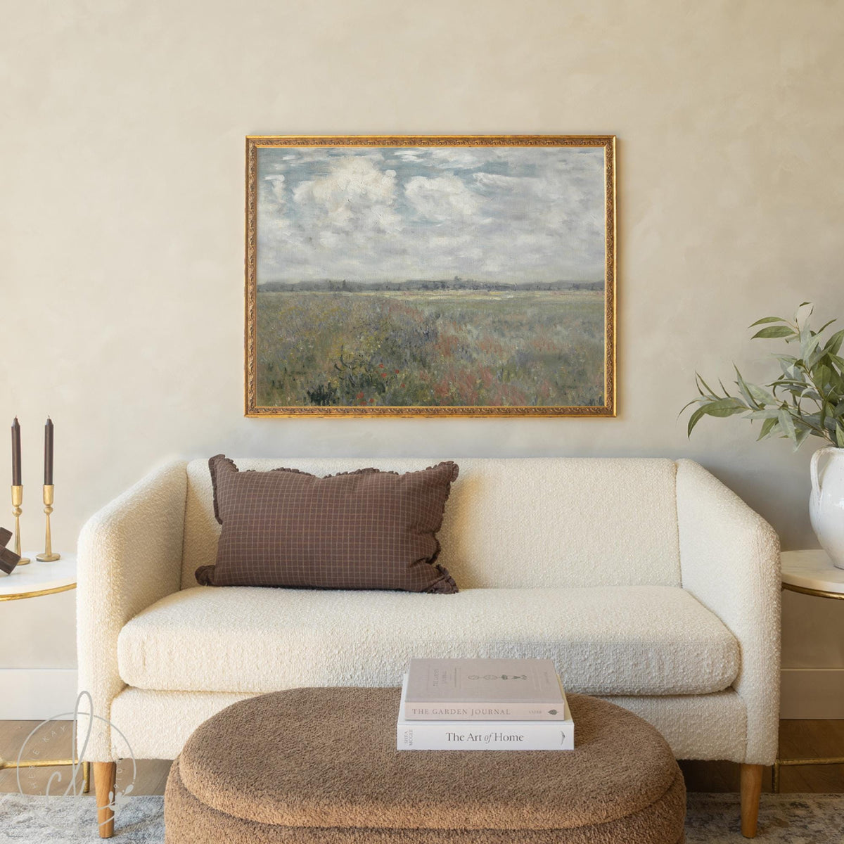 Wildflower Field Wall Art | Framed Landscape Painting | Large Nature Wall Decor | N69