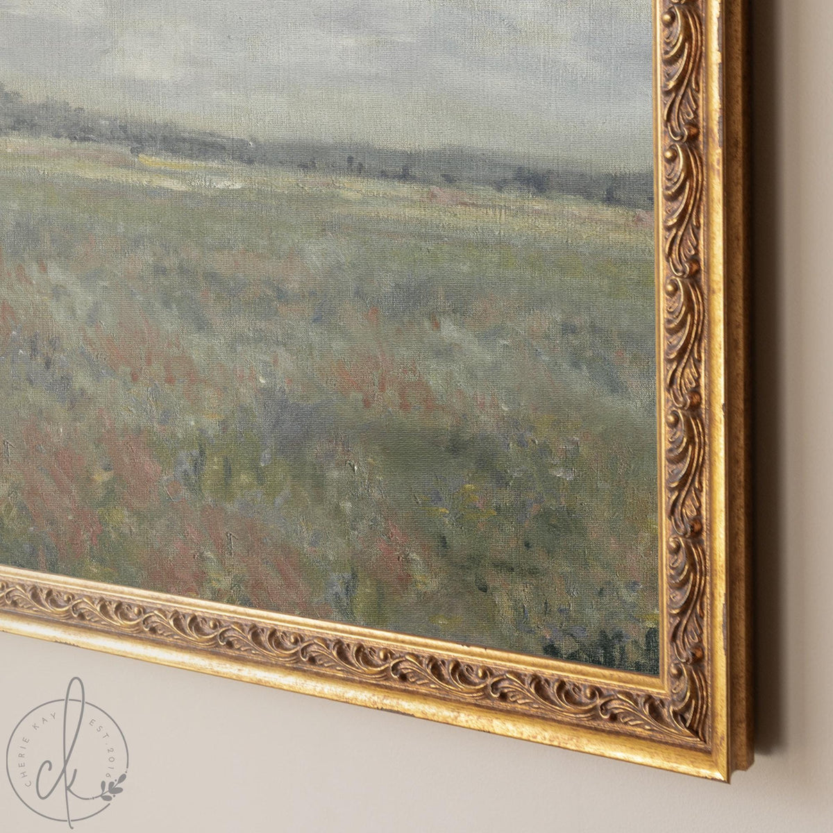 Wildflower Field Wall Art | Framed Landscape Painting | Large Nature Wall Decor | N69