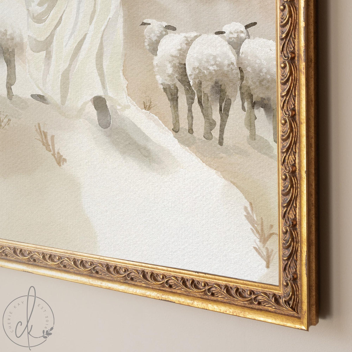 Jesus Painting Wall Decor | Christian Wall Art Framed | Jesus Shepherd Painting | Framed Jesus Art Print for Living Room | N32
