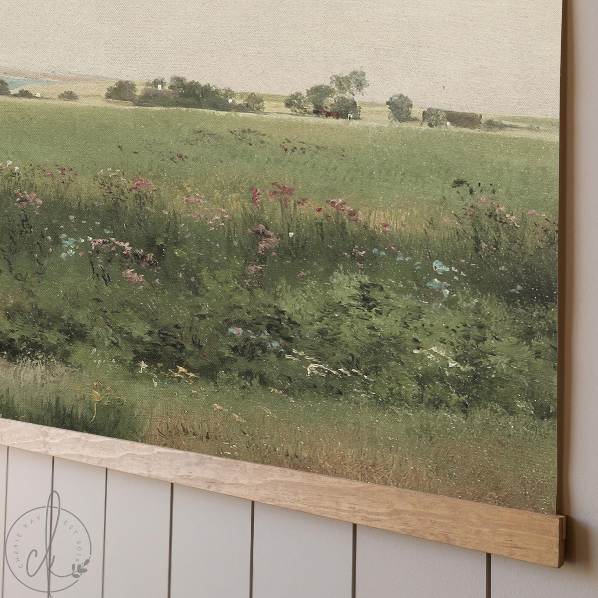 Large Canvas Tapestry Wall Art | Consider the Lilies Bible Verse Decor | Vintage Wildflower Field Art | Scripture Wall Hanging | T76