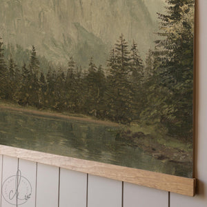 Large Mountain Landscape Painting Canvas Tapestry | Vintage Nature Wall Art | Forest Lake Scene | Oversized Wall Decor | T77