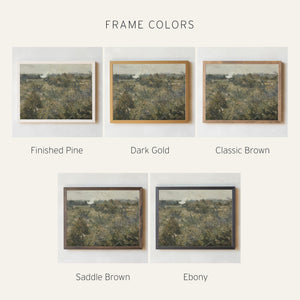 Landscape Wall Art with Natural Wood Frame | Neutral Farmhouse Canvas Print | Abstract Green Countryside Painting | Living Room Decor | N64
