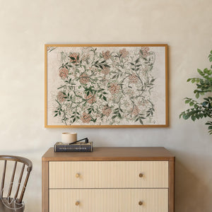 William Morris Botanical Wall Art | Vintage Floral Print | Large Canvas Art | Pink Wildflower Pattern | Living Room Decor | N87