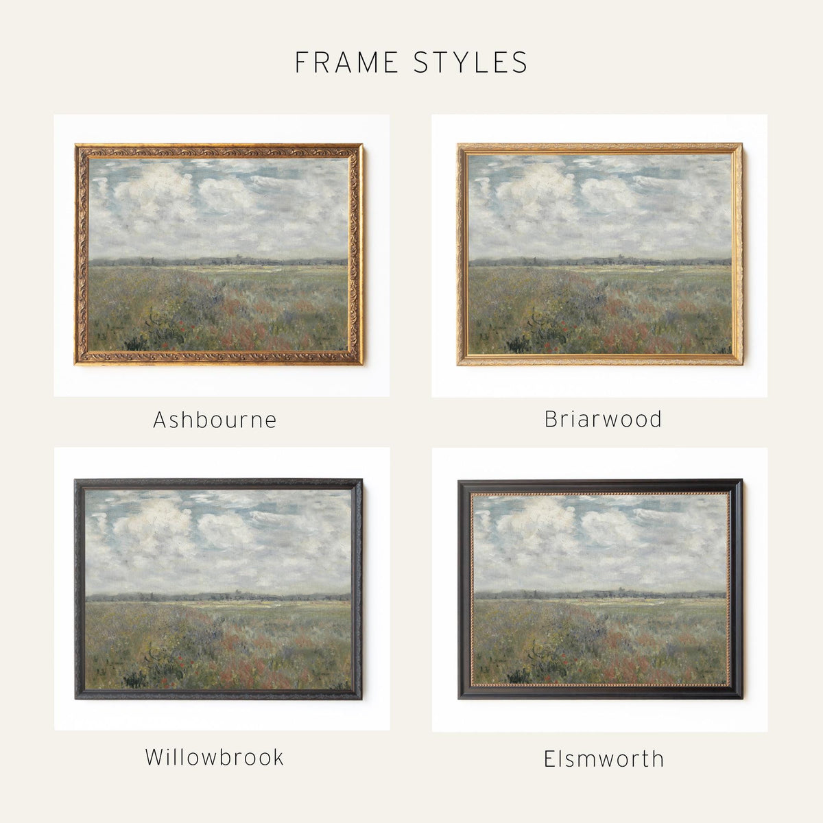 Wildflower Field Wall Art | Framed Landscape Painting | Large Nature Wall Decor | N69