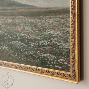 Wildflower Meadow Painting | Floral Landscape Canvas | Vintage Countryside Wall Art | Vintage Framed Art | Large Living Room Print | N71