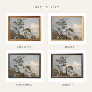 Framed Landscape Art | Vintage Tree Painting in Ornate Gold Frame | Large Canvas Wall Art | N76